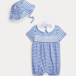 NWT Ralph Lauren Navy and White Striped Baby Boy Set 18 M